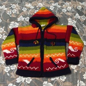 100% WOOL KNIT ZIP SWEATER MADE IN ECUADOR